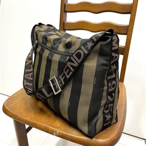 fendi roma italy 1925 canvas bag|FENDI Roma Italy 1925 Pequin Stripe Vintage Coated .